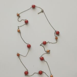 Elegant Red and Orange Beaded Necklace